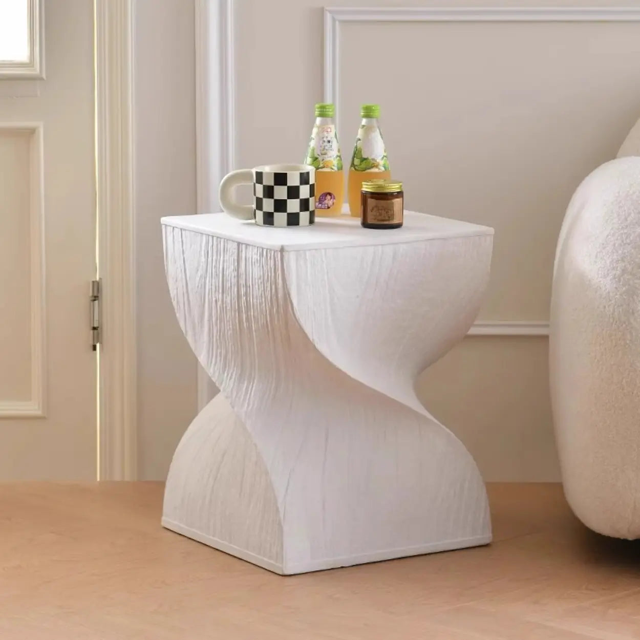 Contemporary Sculpted Twisted Pedestal Side Table