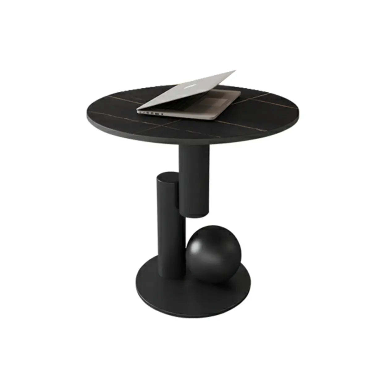 Gray metal base stone-top coffee tables - modern — 19.6"L x 19.6"W x 21.6"H / Black
