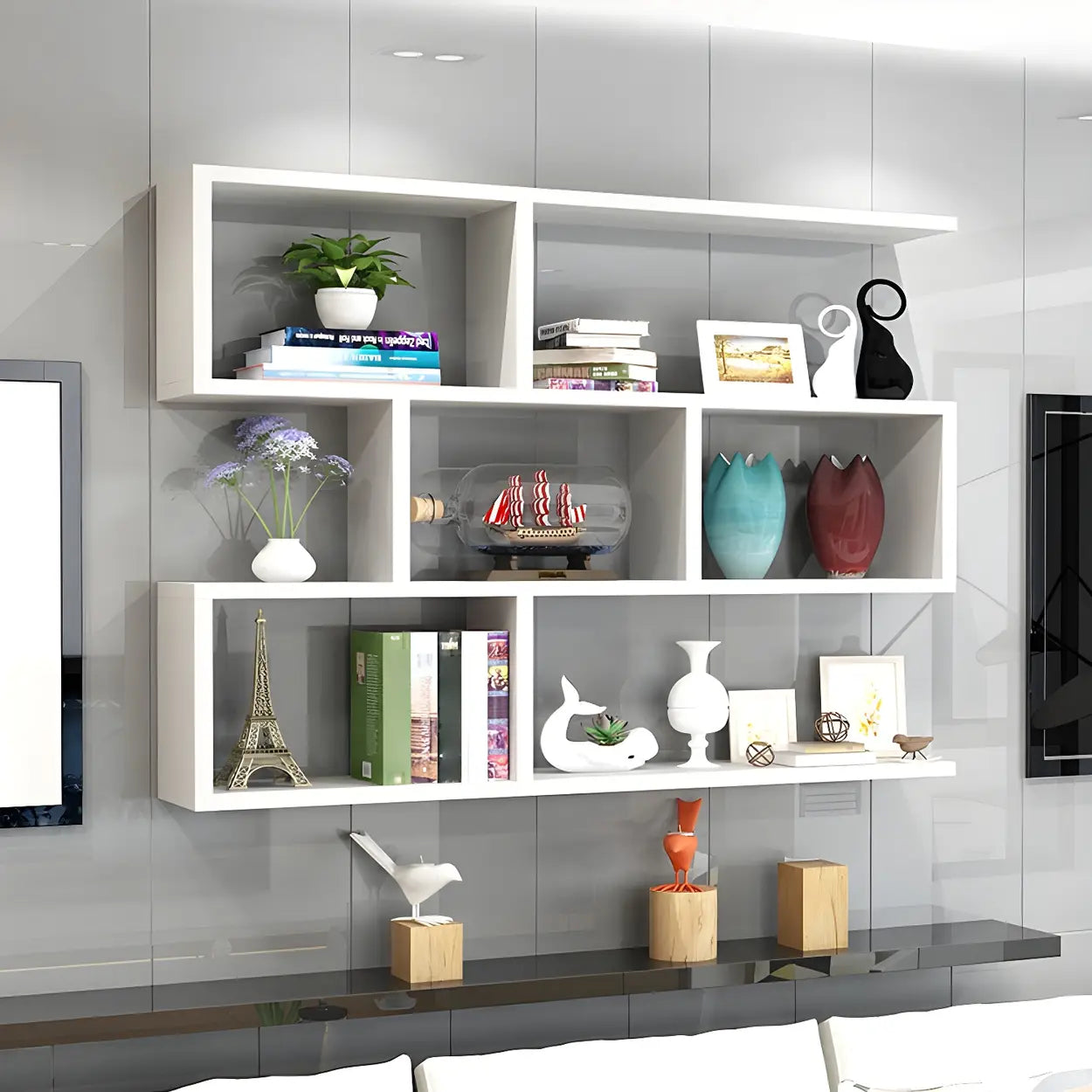 Wall-Mounted Rectangular Bookshelf