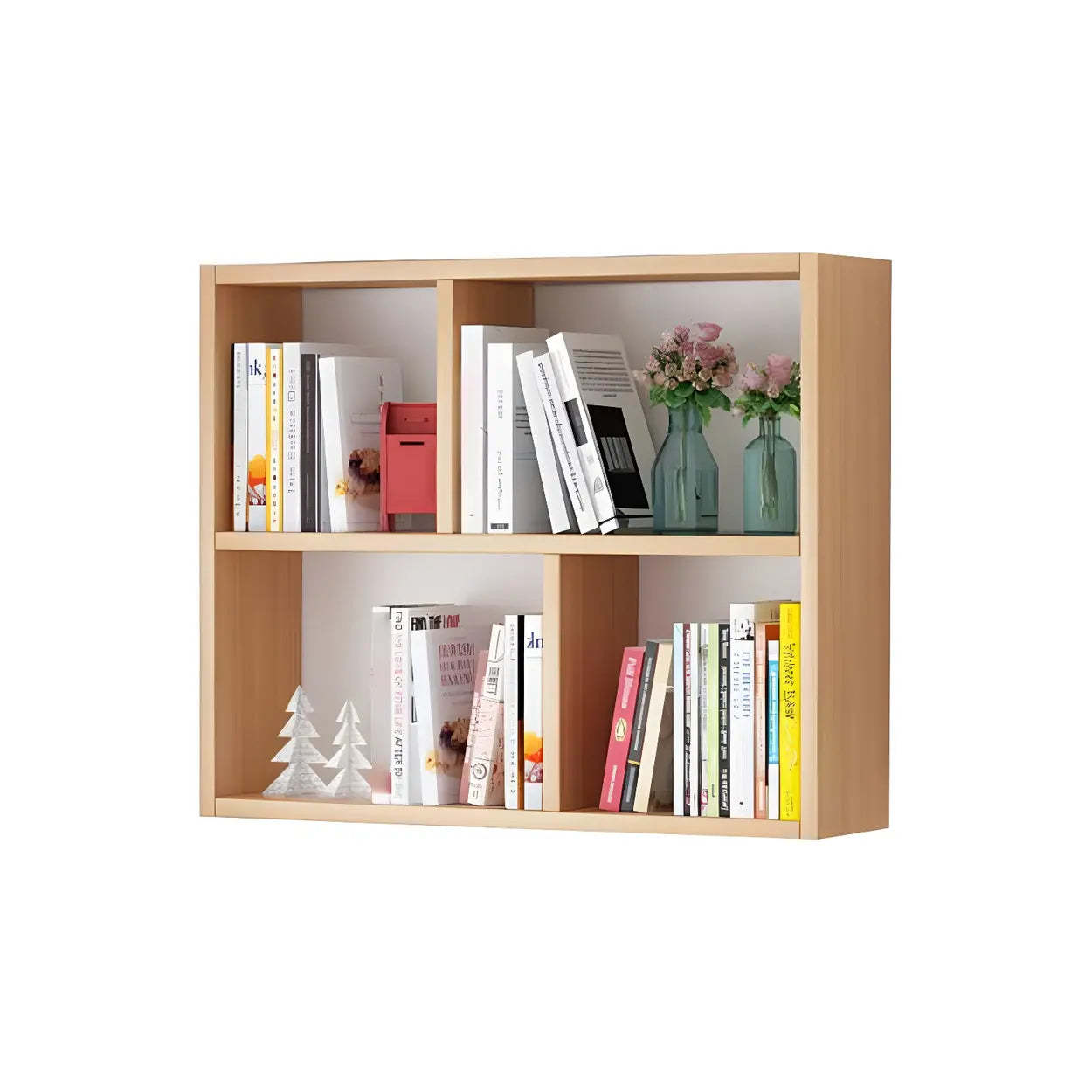 Wall-Mounted Rectangular Bookshelf — White / Geometric