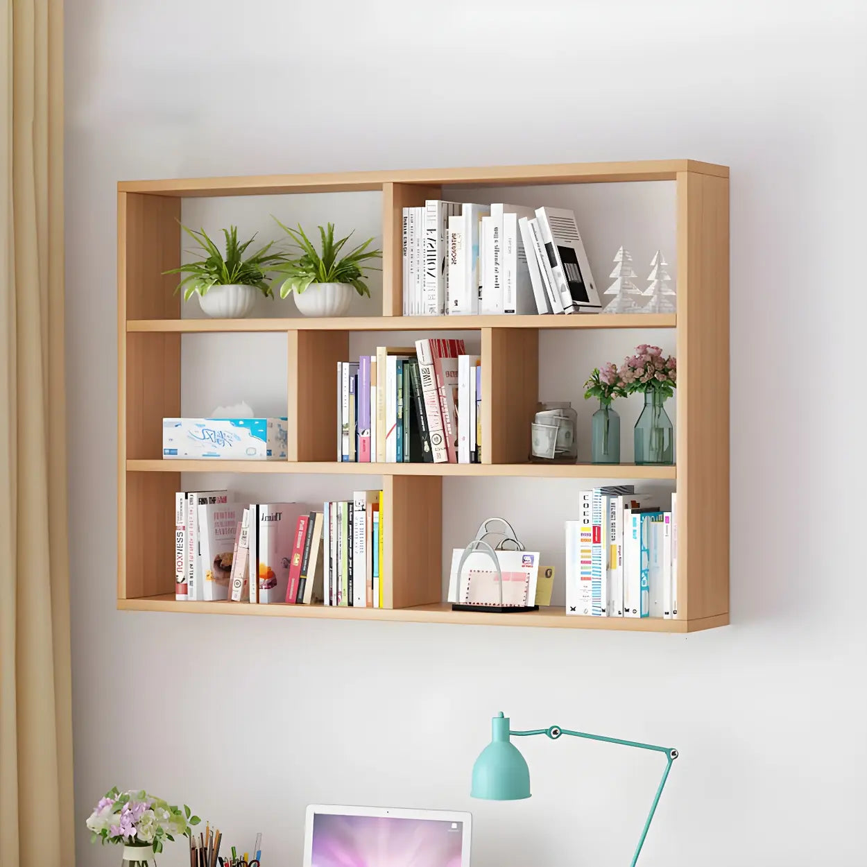 Wall-Mounted Rectangular Bookshelf