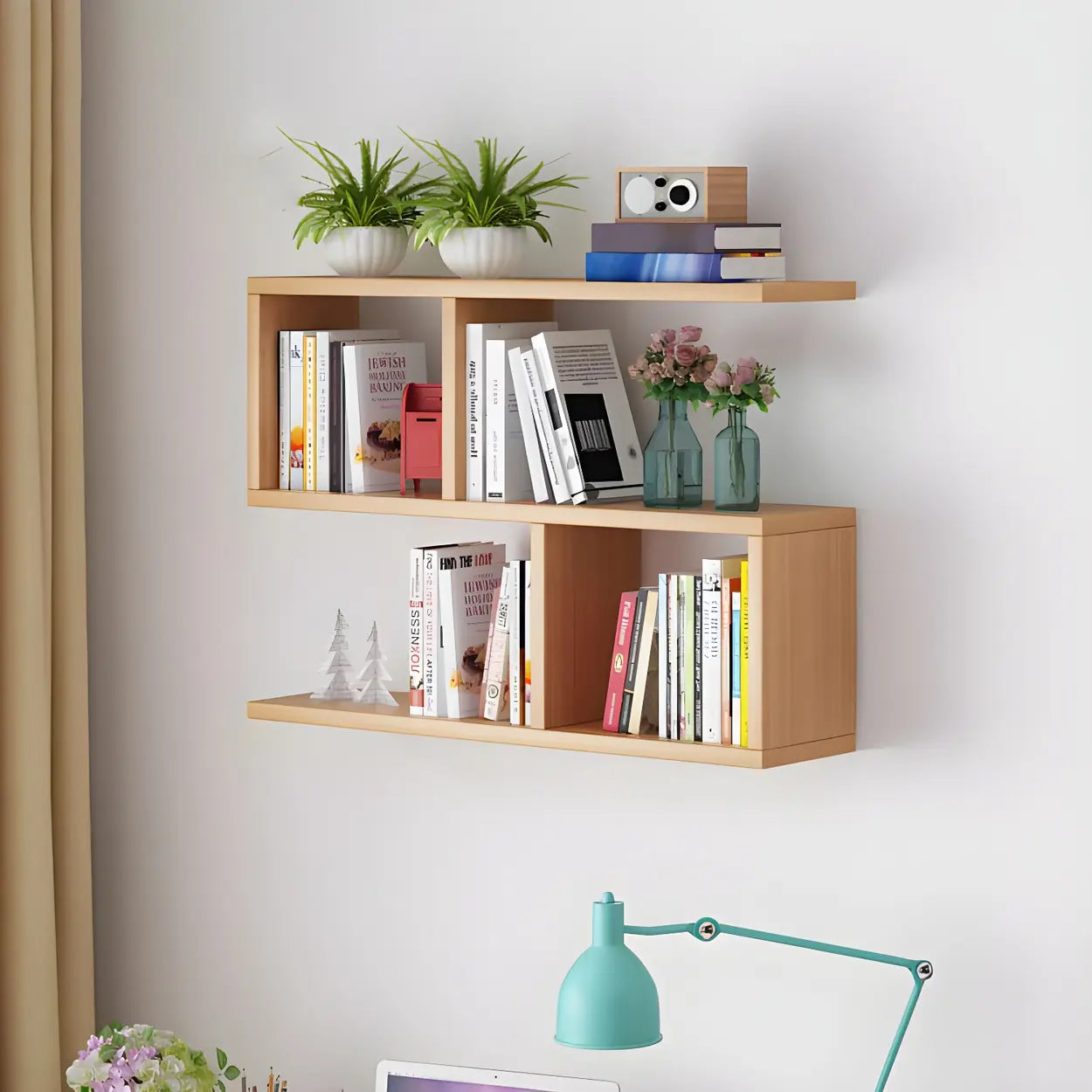Wall-Mounted Rectangular Bookshelf