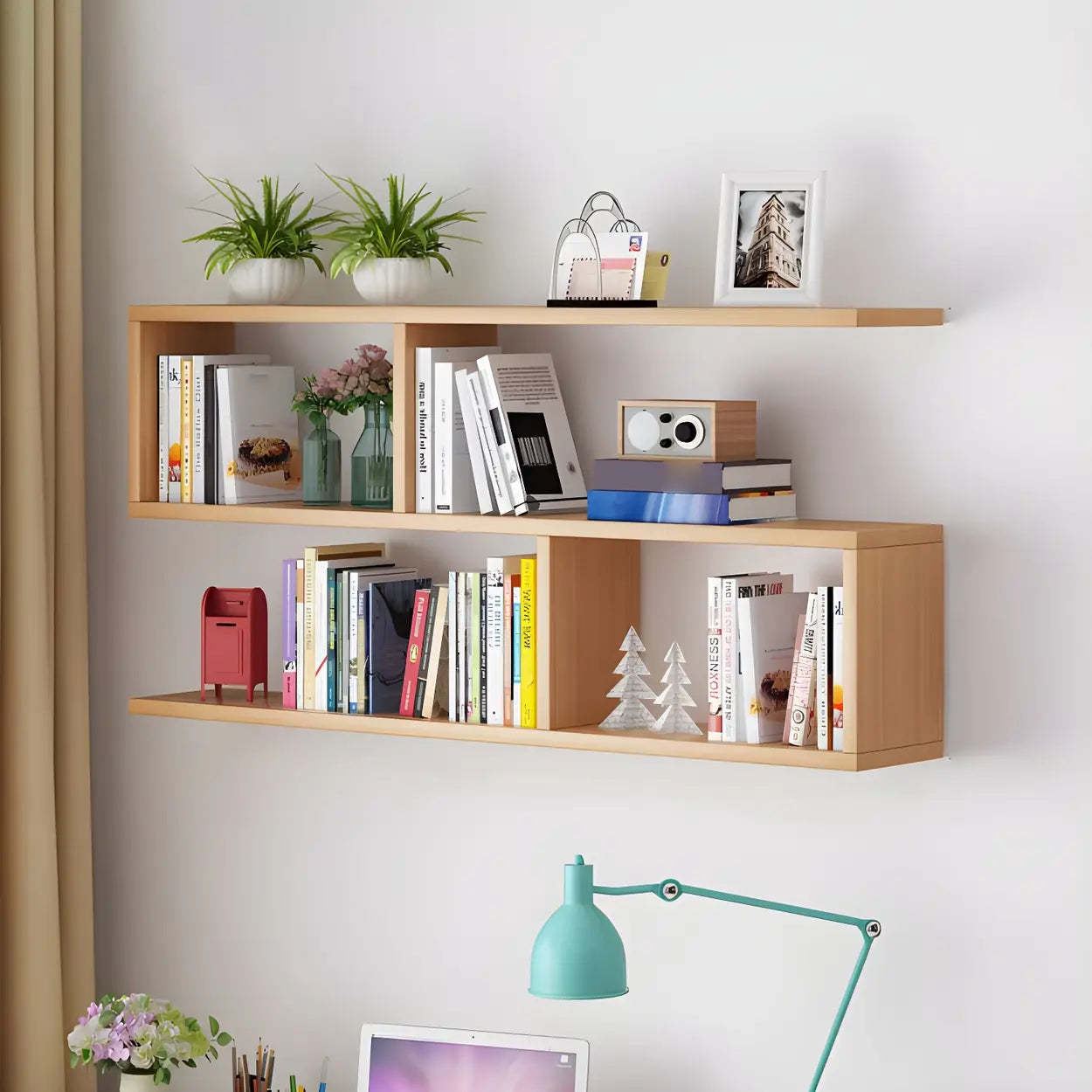 Wall-Mounted Rectangular Bookshelf