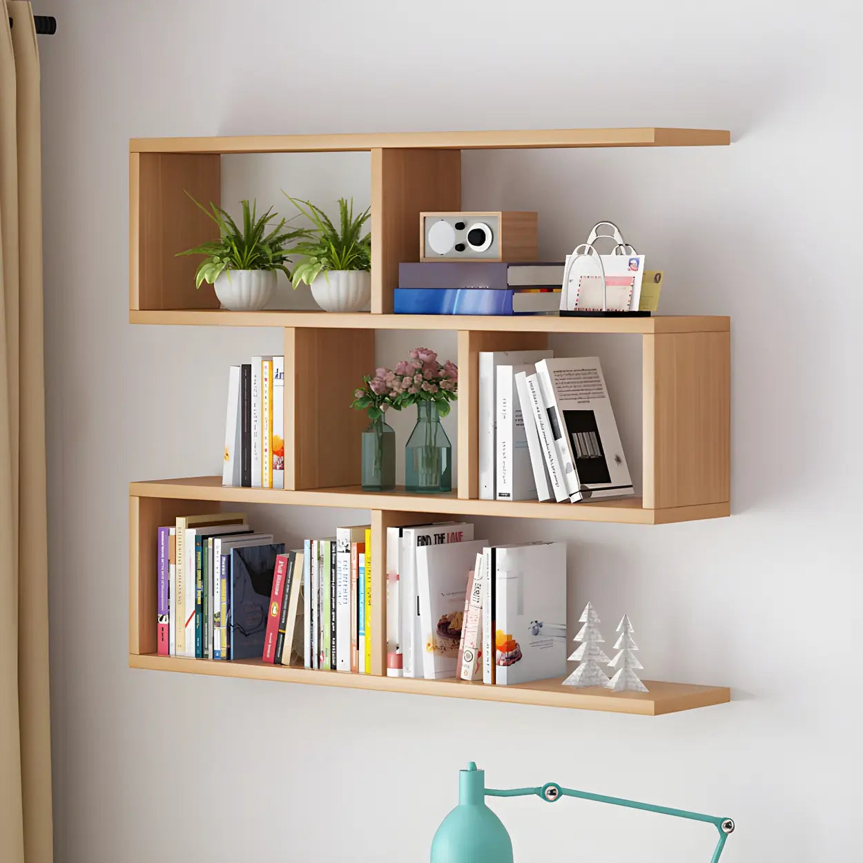 Wall-Mounted Rectangular Bookshelf