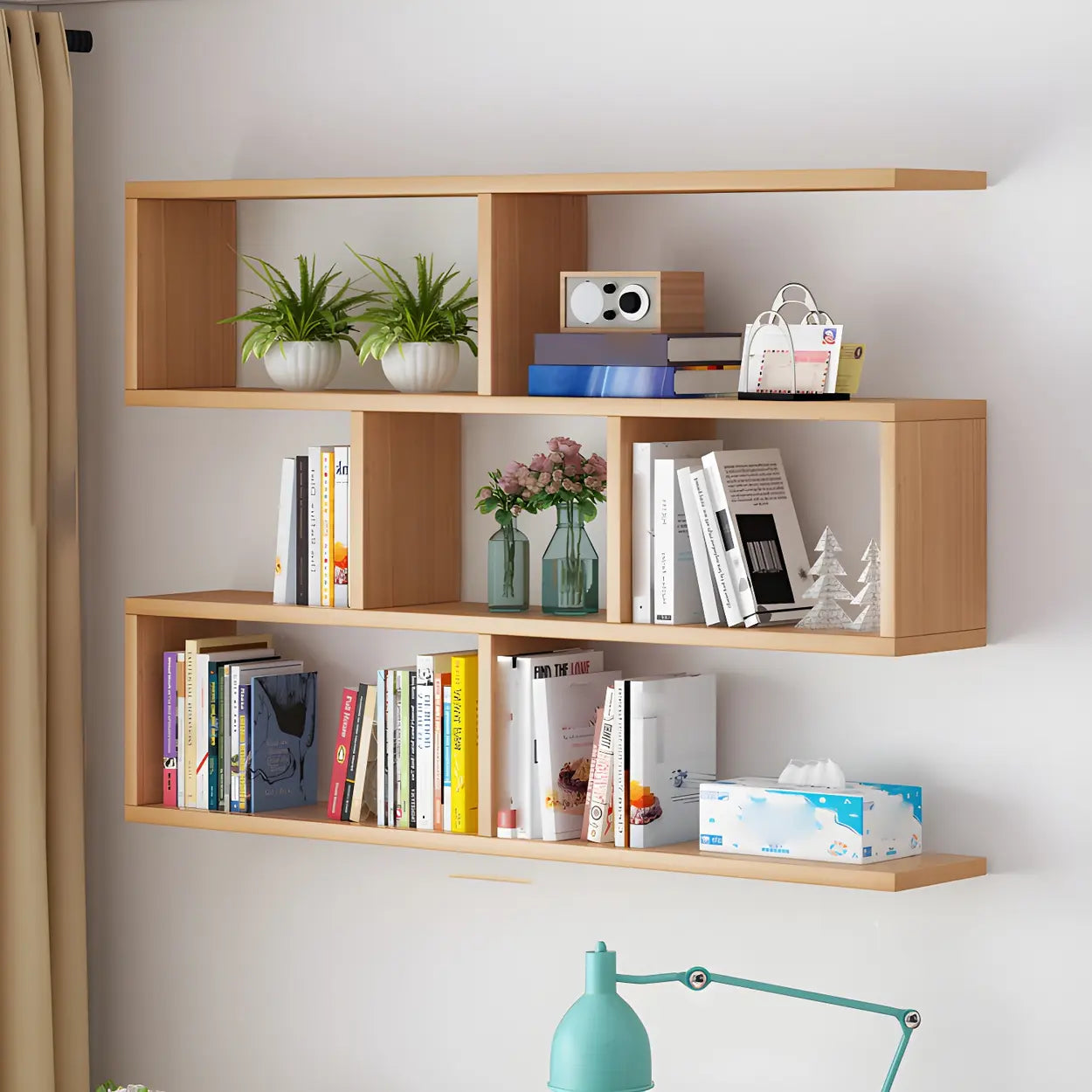 Wall-Mounted Rectangular Bookshelf