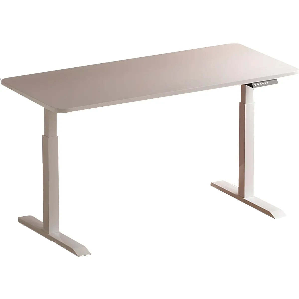Contemporary White Adjustable T-Shape Standing Desk — Without Chairs / Black