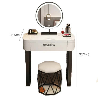 Contemporary White Makeup Vanity with LED Mirror