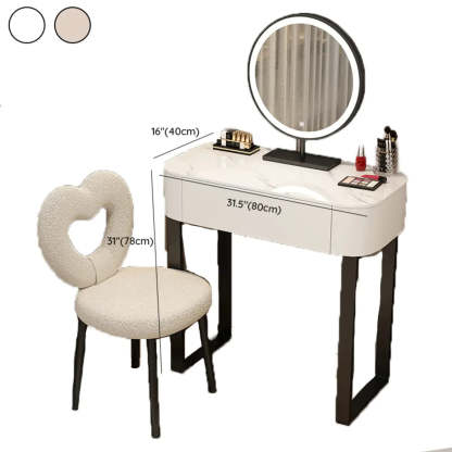 Contemporary White Makeup Vanity with LED Mirror