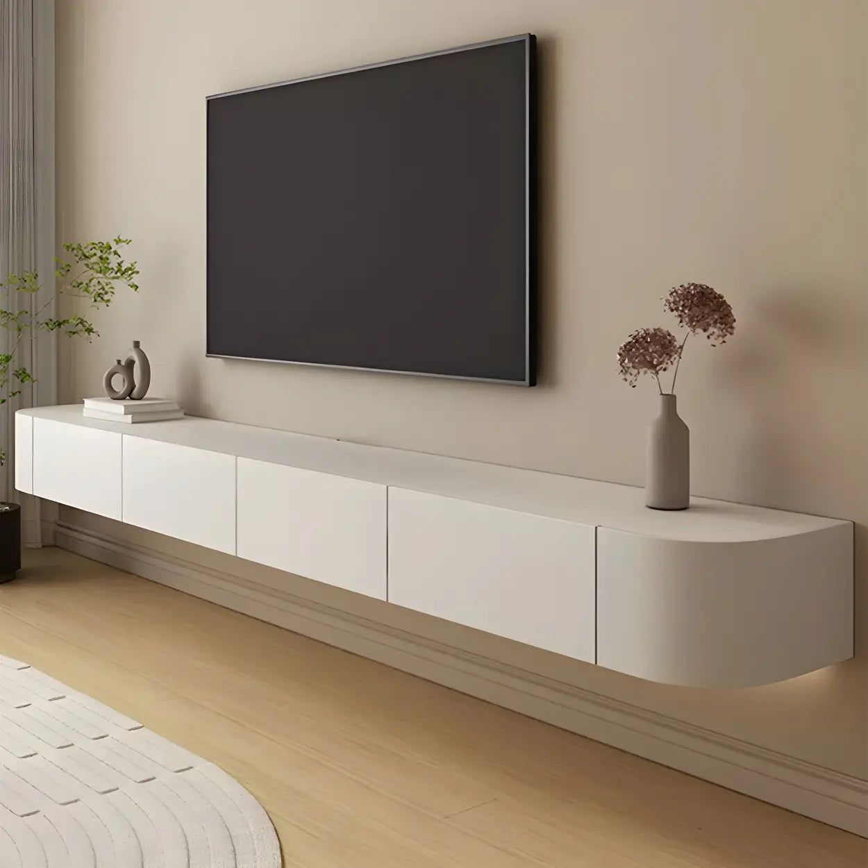 Wall-Mounted TV Stand with Cabinet