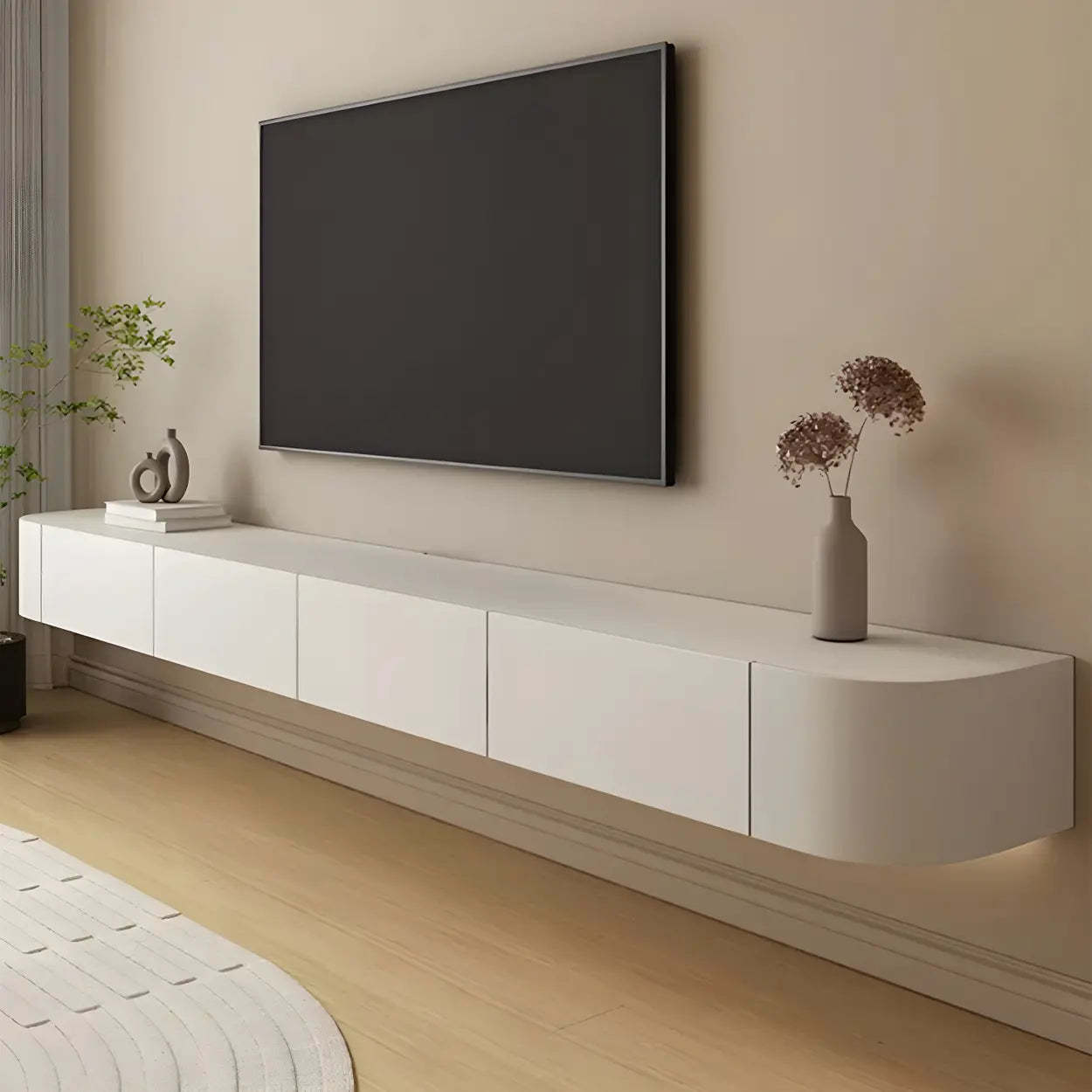 Wall-Mounted TV Stand with Cabinet
