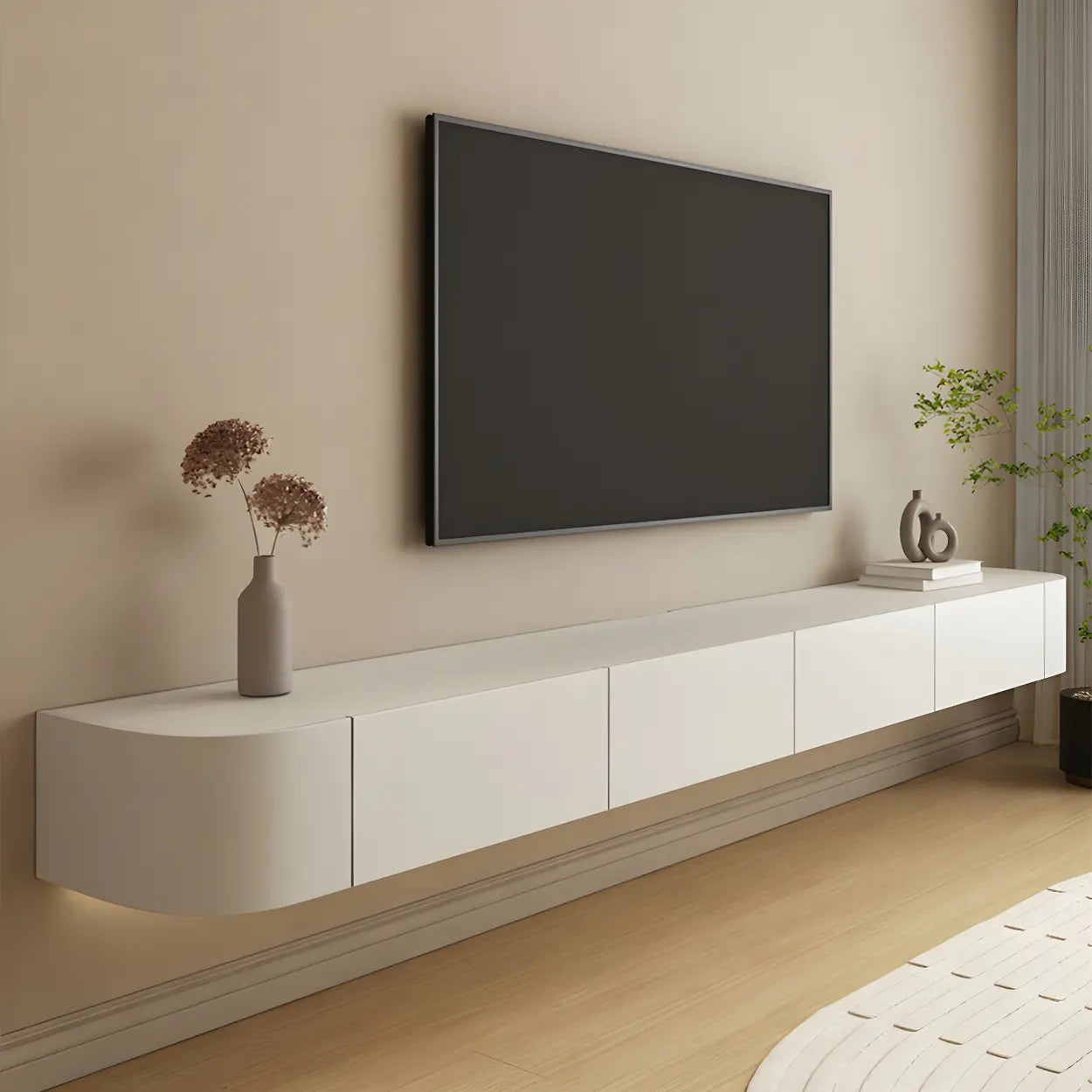 Wall-Mounted TV Stand with Cabinet