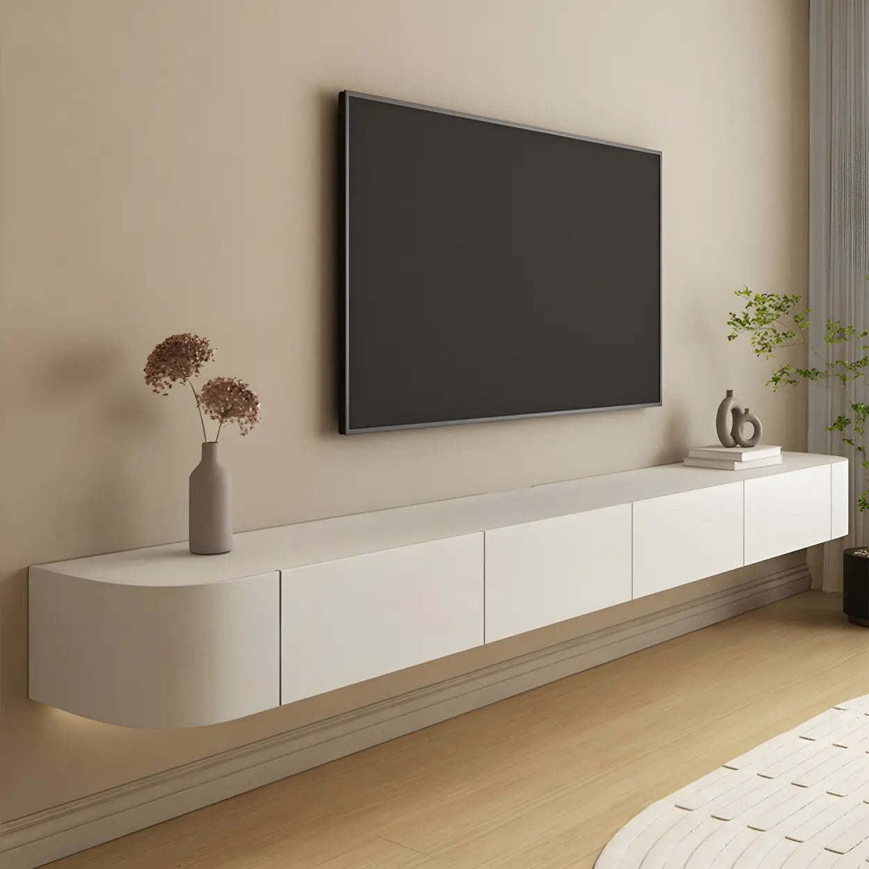 Wall-Mounted TV Stand with Cabinet