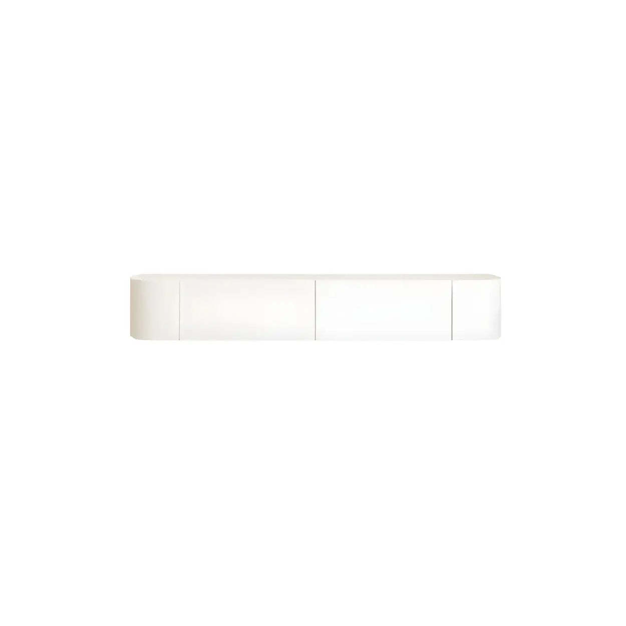 Modern wall-mounted storage white tv stands in wood — 79"L x 9.5"W x 8"H