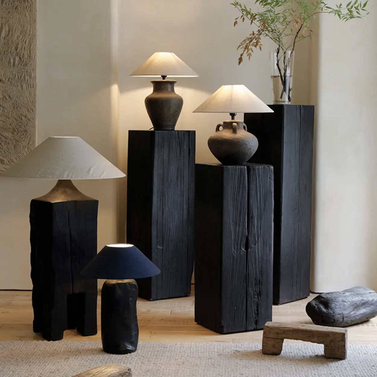 Wood Block Square Side Table