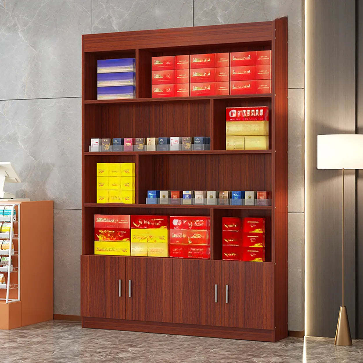 Modern wine open brown wine cabinets in wood