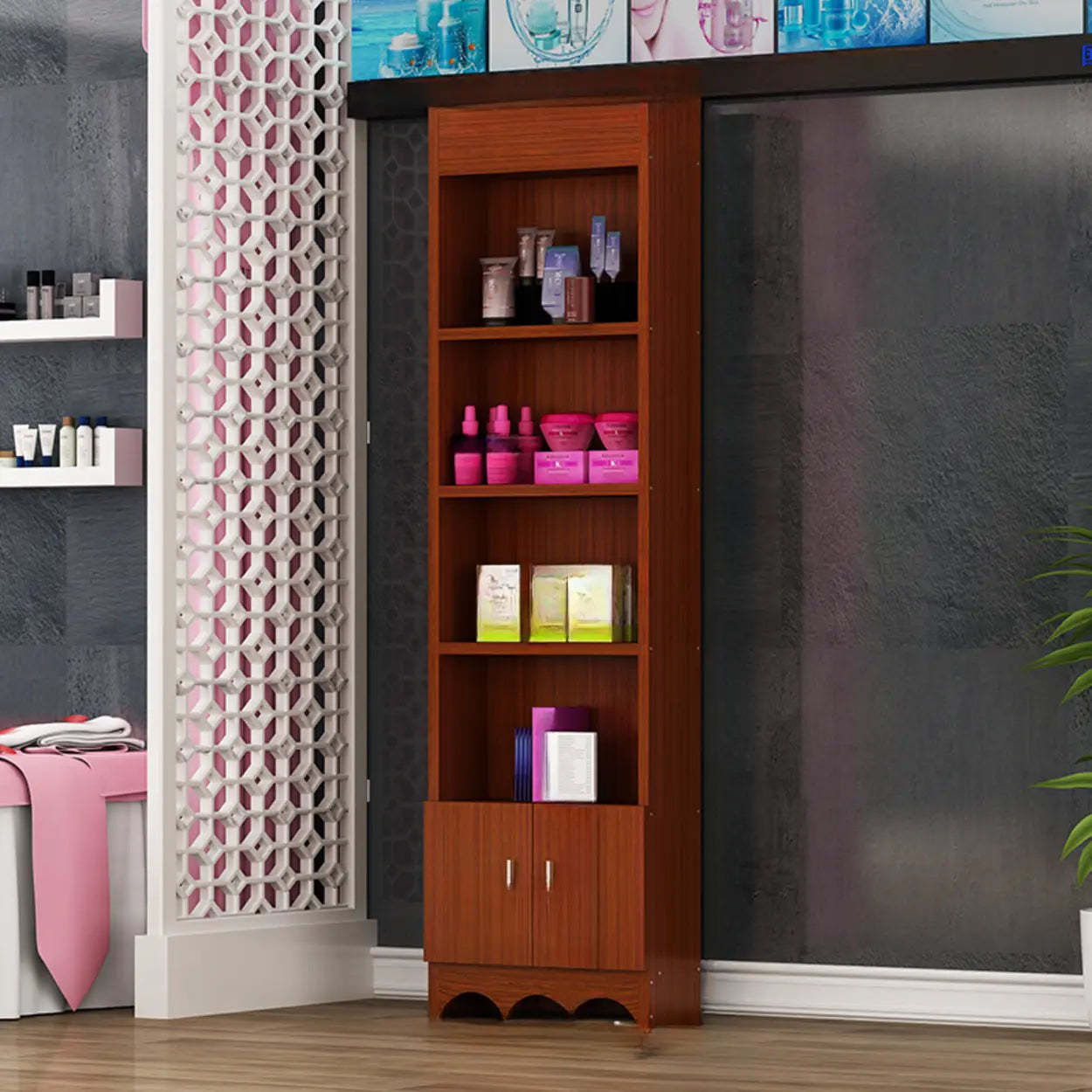 Brown wood wine storage wine cabinets - modern — 23.6" L x 9.4" W x 63" H