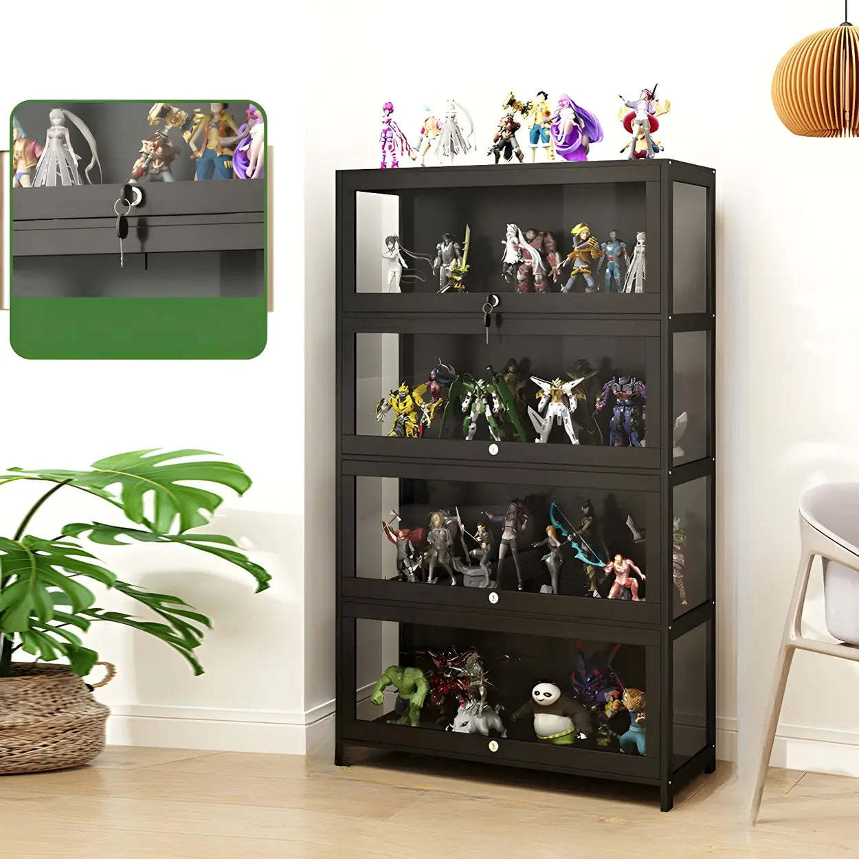 Wooden Figure Display Cabinet