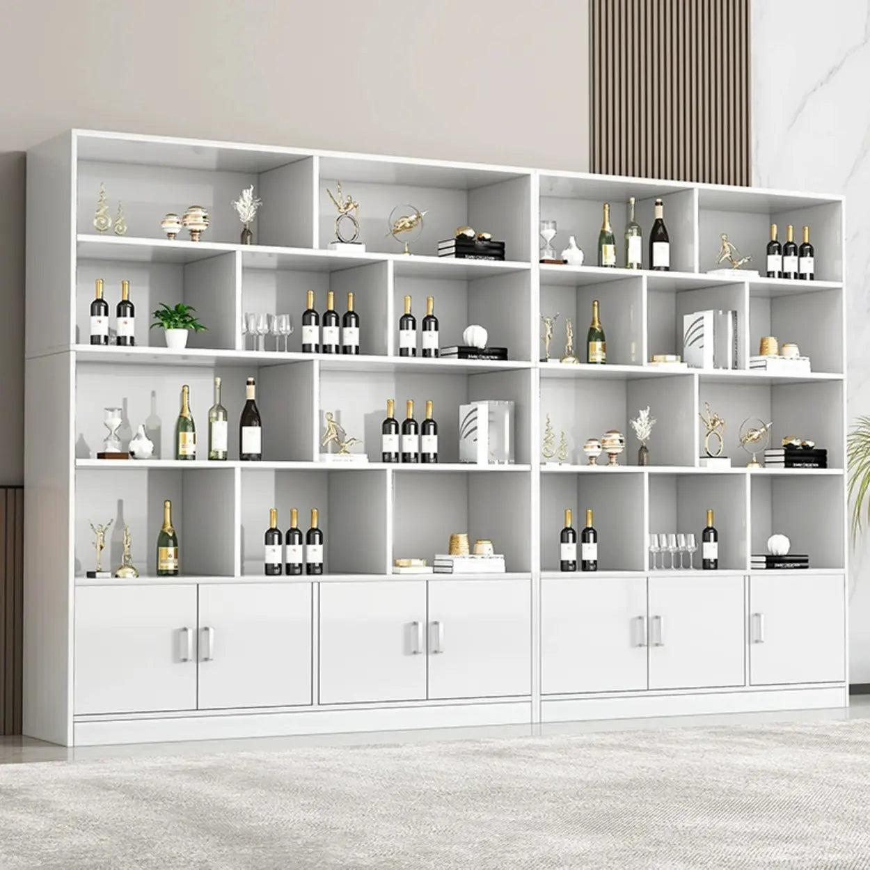 Contemporary Brown Wood Open Storage Wine Cabinet