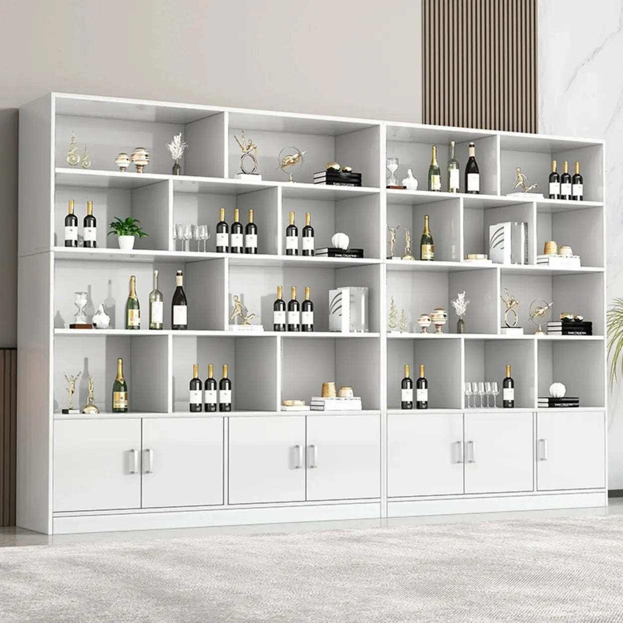 Contemporary Brown Wood Open Storage Wine Cabinet