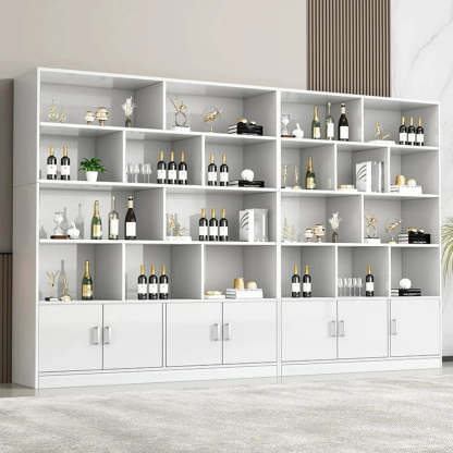 Contemporary Brown Wood Open Storage Wine Cabinet