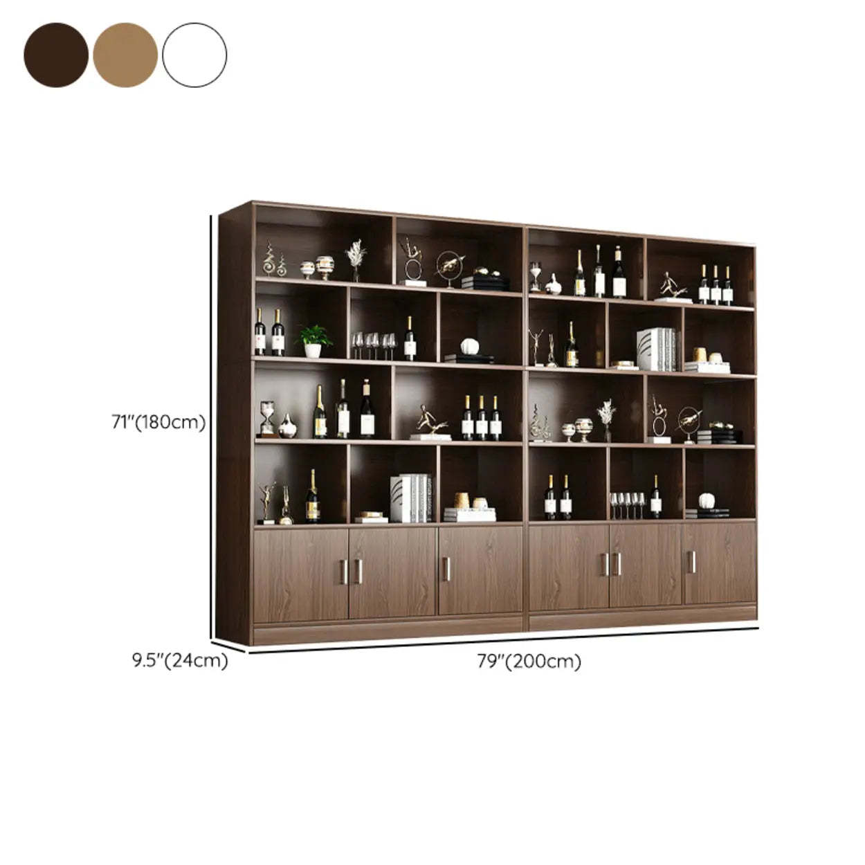 Contemporary Brown Wood Open Storage Wine Cabinet