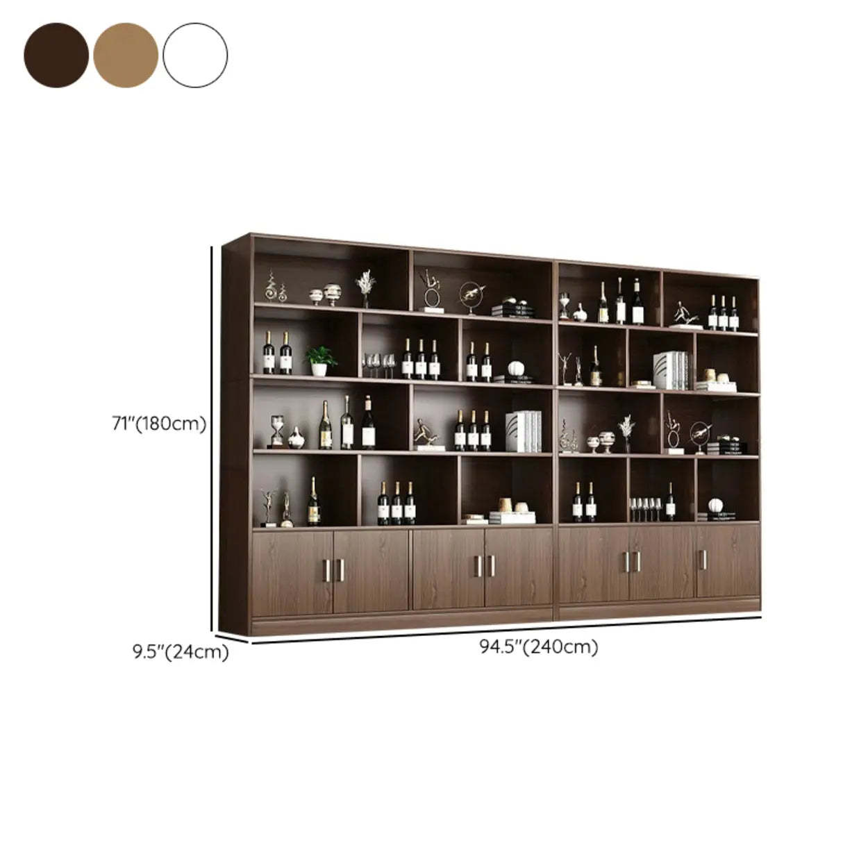 Contemporary Brown Wood Open Storage Wine Cabinet