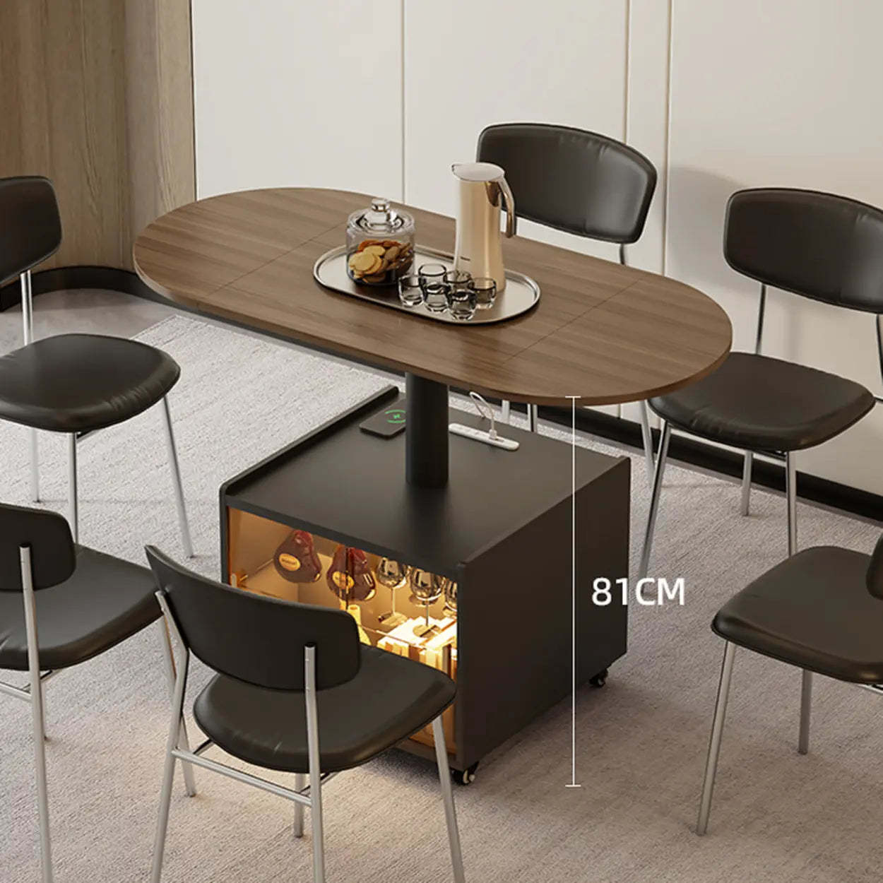 Convertible Wood Lift-Top Cabinet Coffee Table