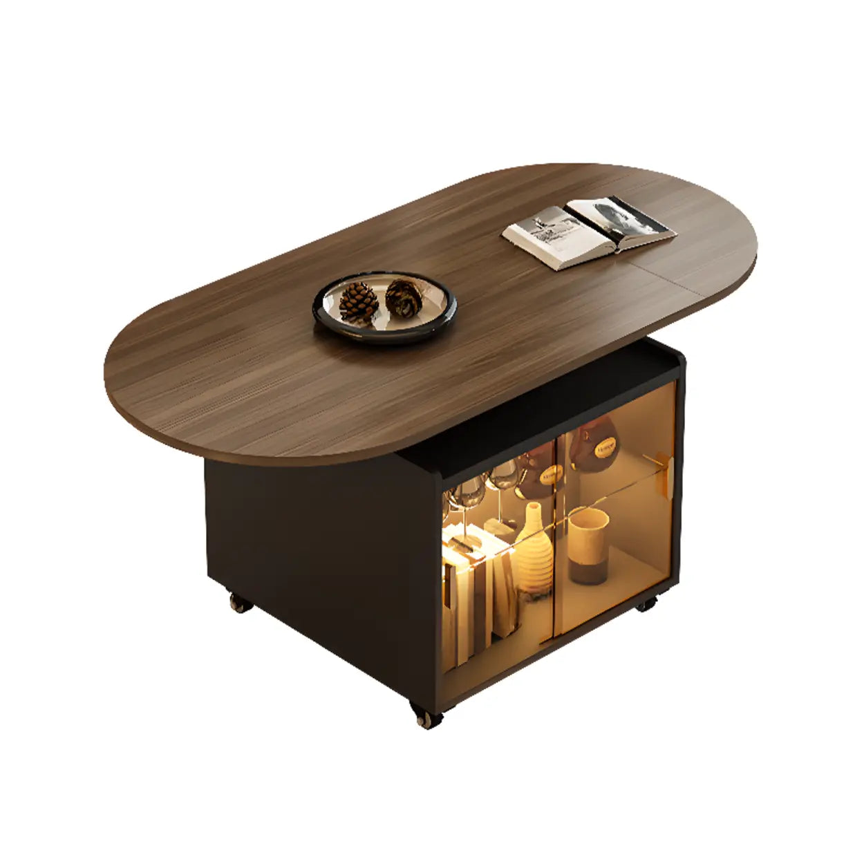 Convertible Wood Lift-Top Cabinet Coffee Table