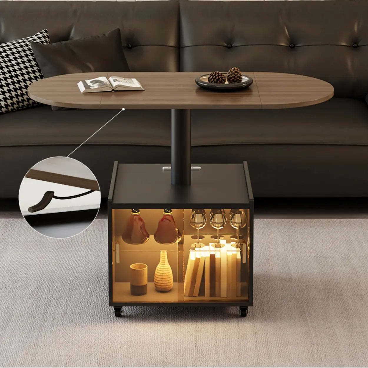 Convertible Wood Lift-Top Cabinet Coffee Table