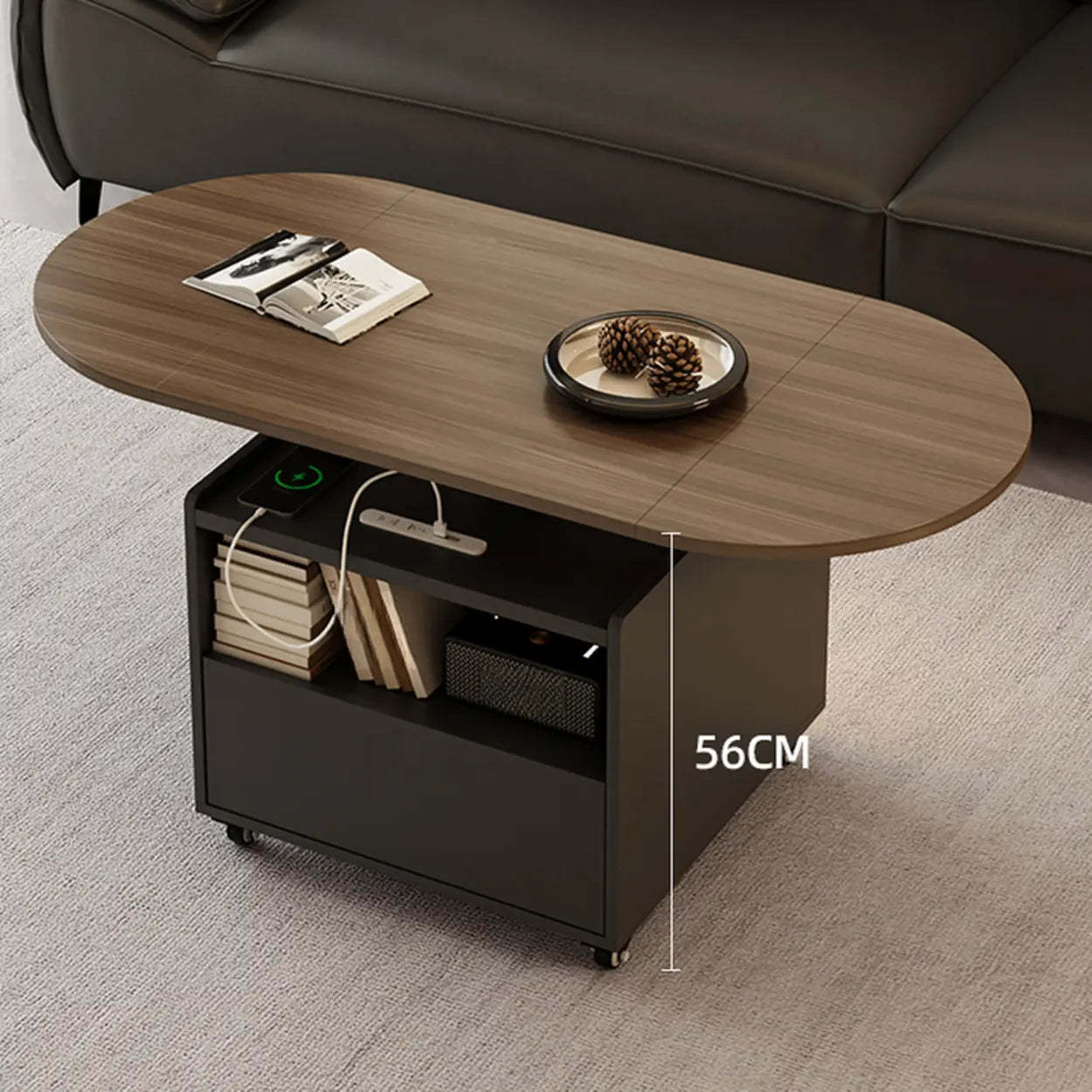 Convertible Wood Lift-Top Cabinet Coffee Table