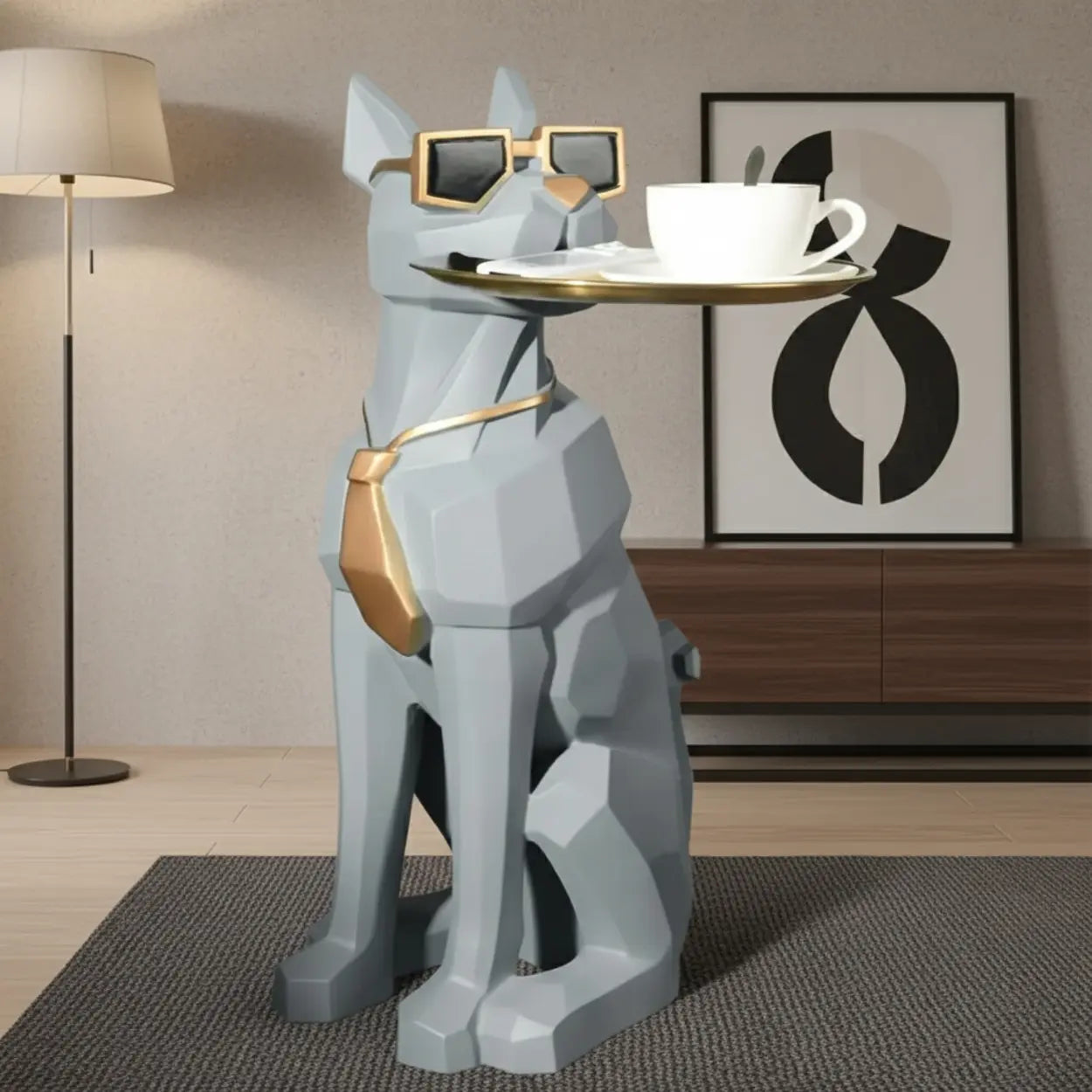 Dog-Shape Side Table with Tray — Green