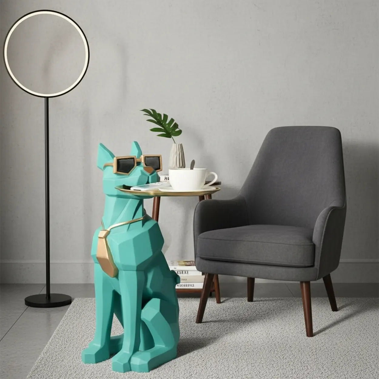 Lighom modern tray dog-shape blue coffee tables