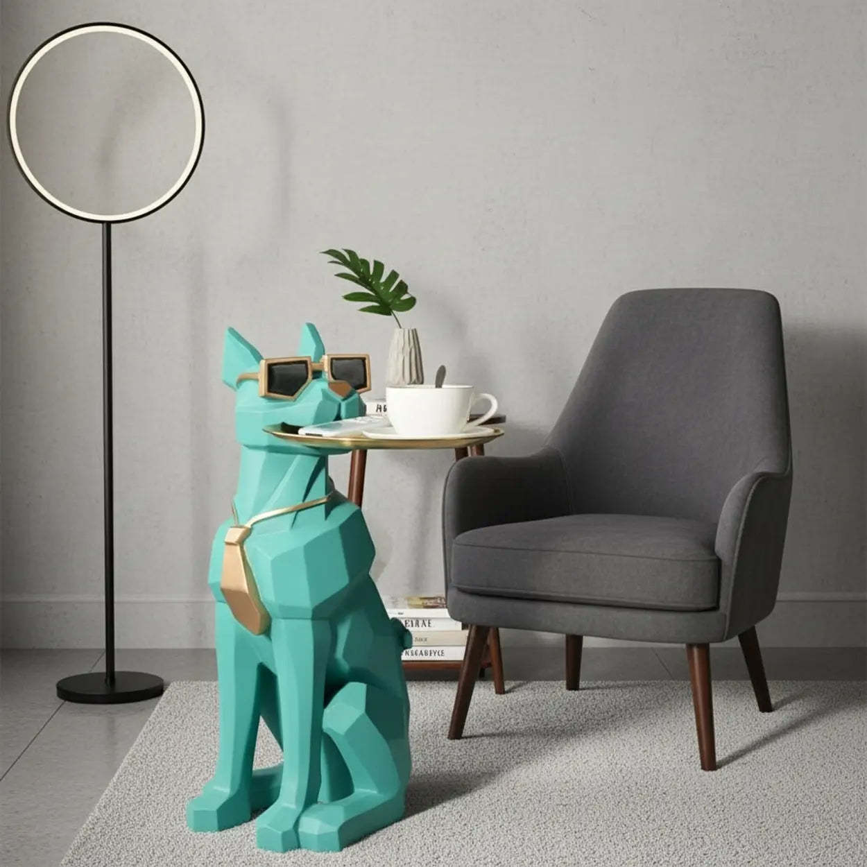 Lighom modern tray dog-shape blue coffee tables