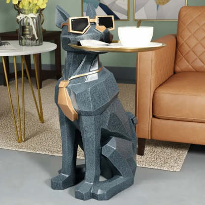 Tray dog-shape metal coffee tables for bedroom — Black
