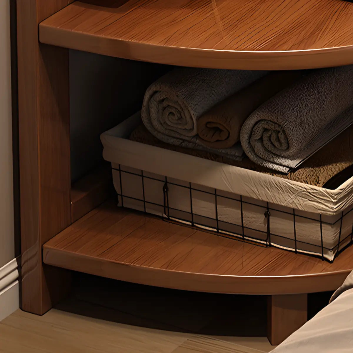 Corner Wood Coat Rack with Shelves
