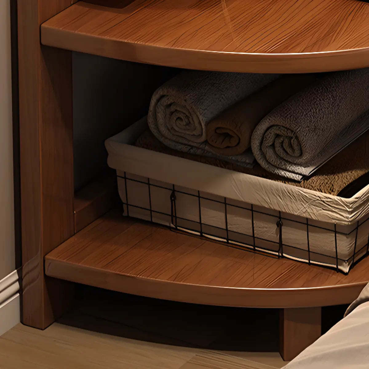 Corner Wood Coat Rack with Shelves