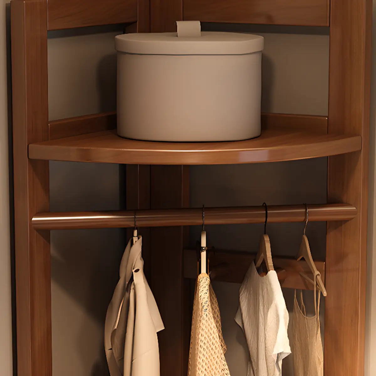 Corner Wood Coat Rack with Shelves
