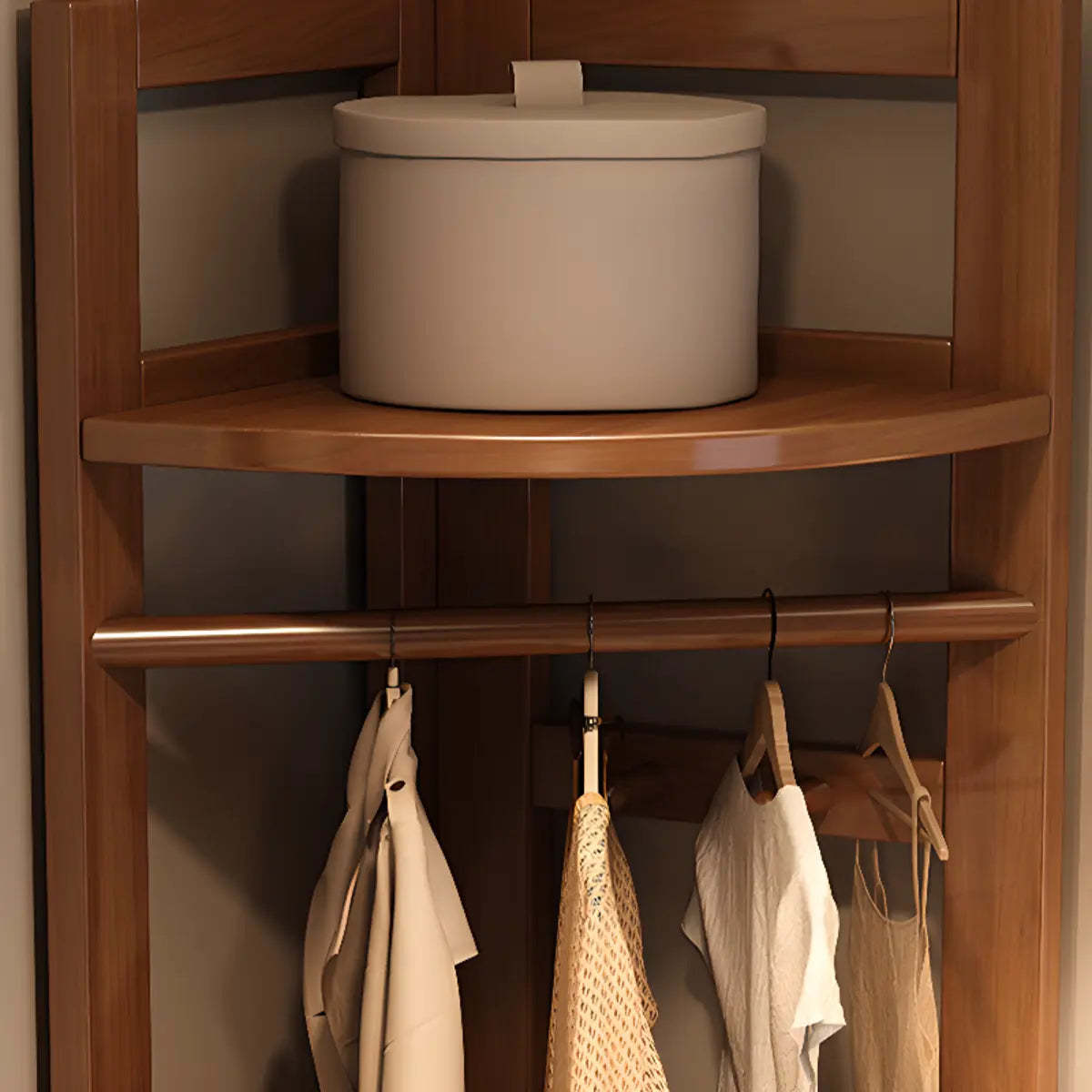 Corner Wood Coat Rack with Shelves