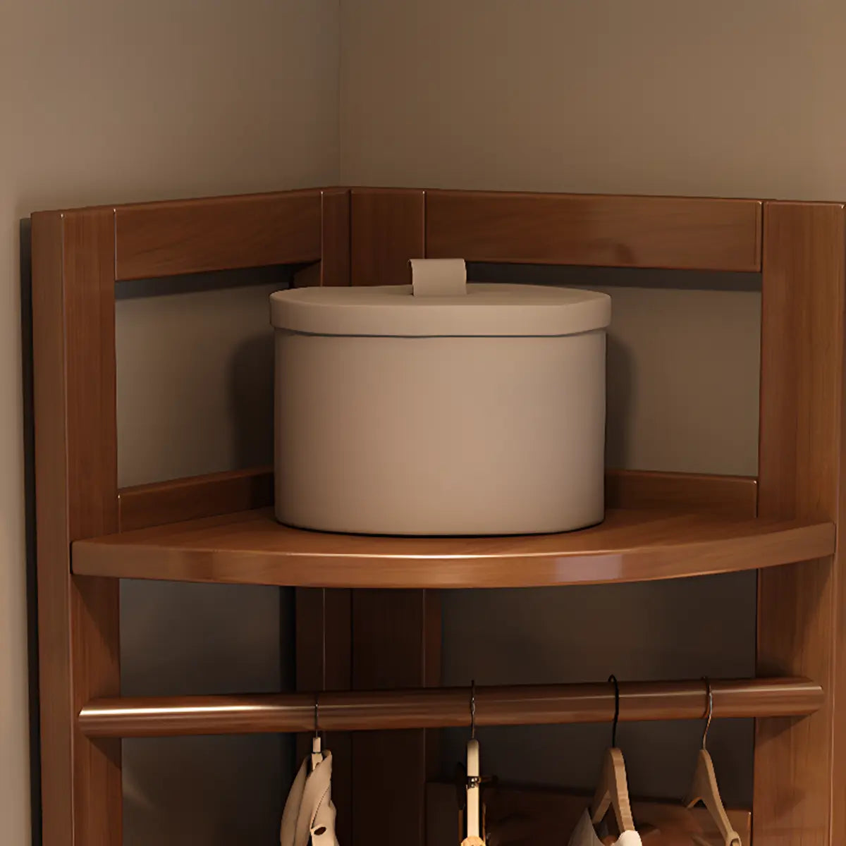 Corner Wood Coat Rack with Shelves