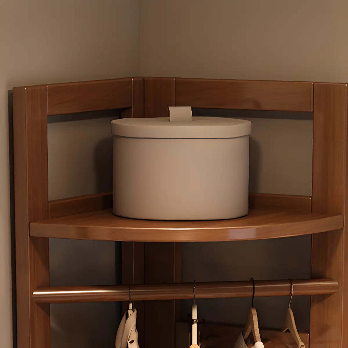 Corner Wood Coat Rack with Shelves