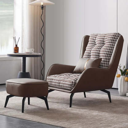 Biscuit Back Flared Arm Tufted Accent Chair — White/ Purple / Accent Chair / Cotton and Linen