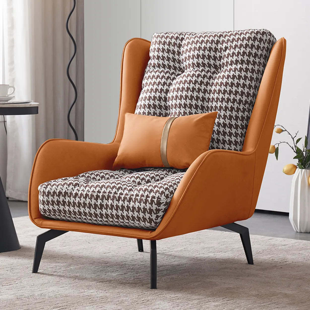 Biscuit Back Flared Arm Tufted Accent Chair — Blackish Green / Accent Chair / Corduroy