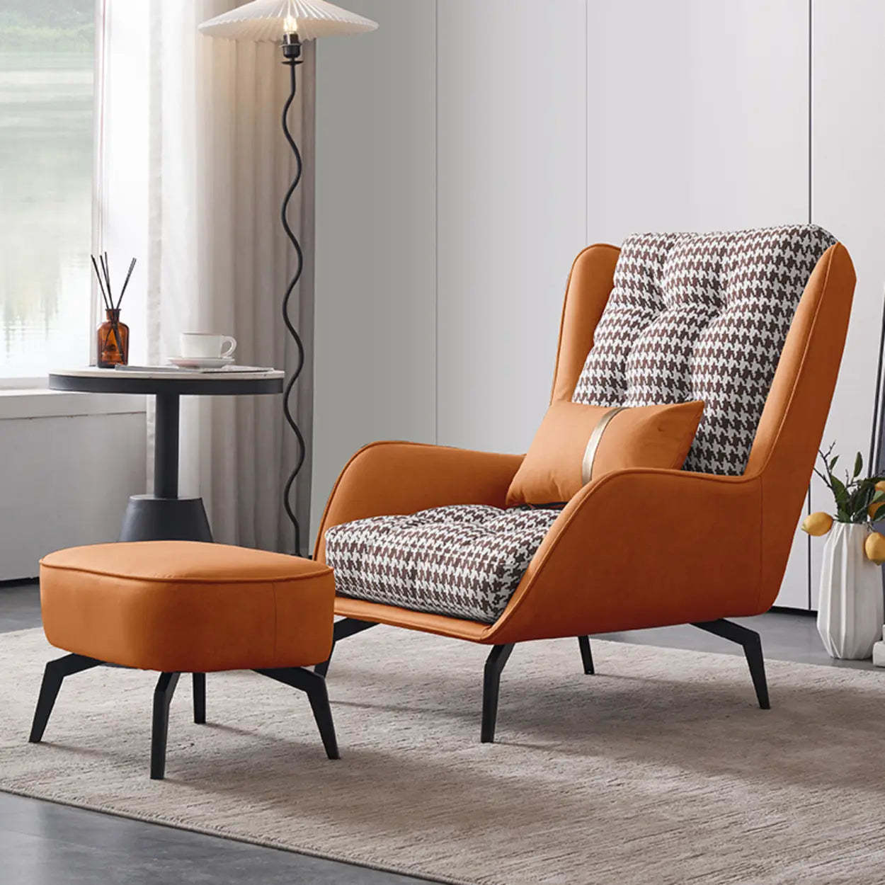 Biscuit Back Flared Arm Tufted Accent Chair — Mint Green / Accent Chair / Cotton and Linen