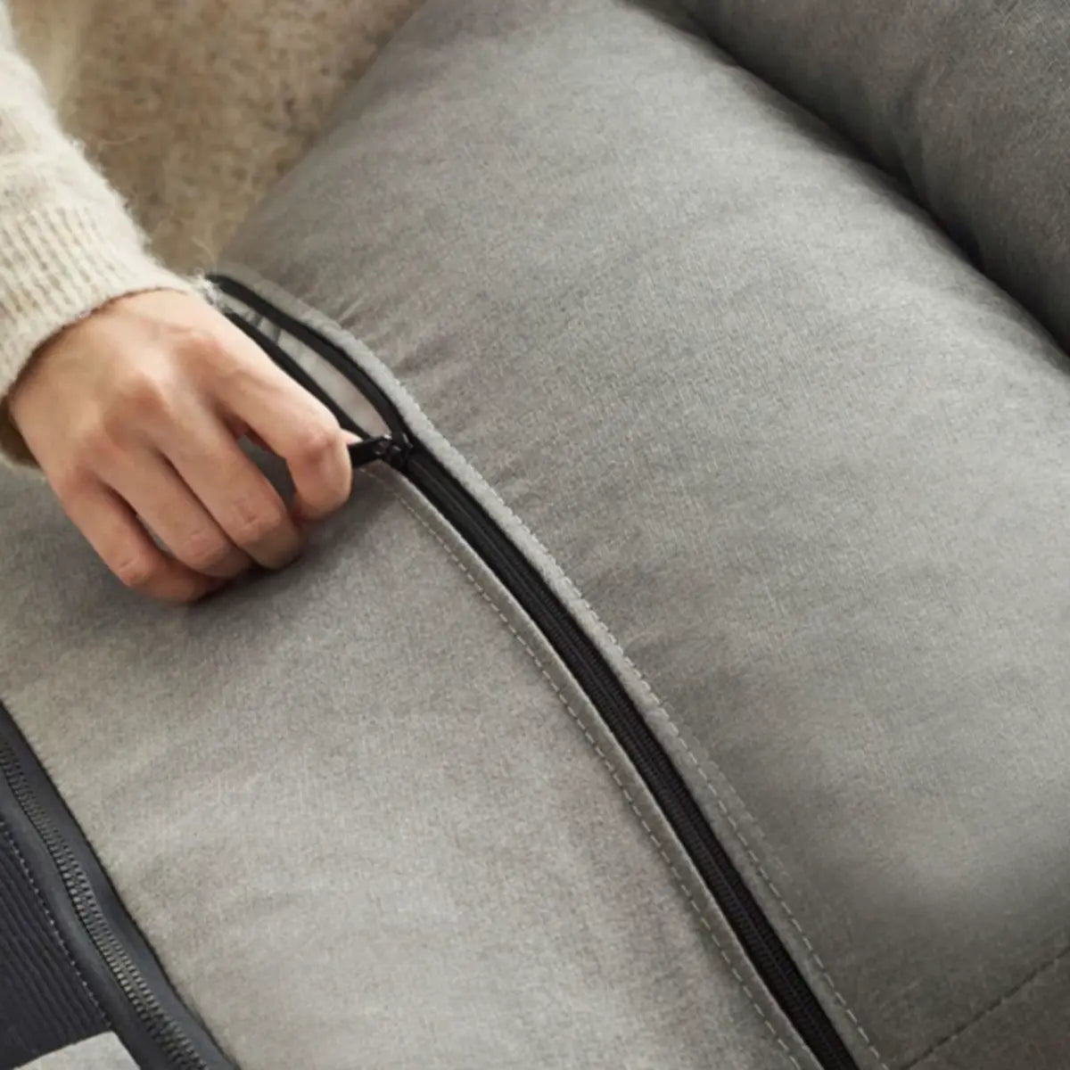 Sewn Pillow Back Reclining Lounge Chair — Dark Gray / Cotton and Linen
