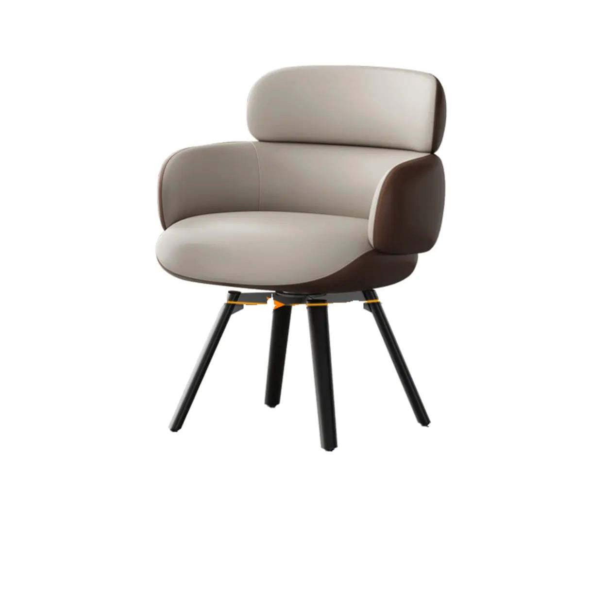 Blue Gray Cozy Solid-Back Leather Dining Chair — Griege/ Blue Gray