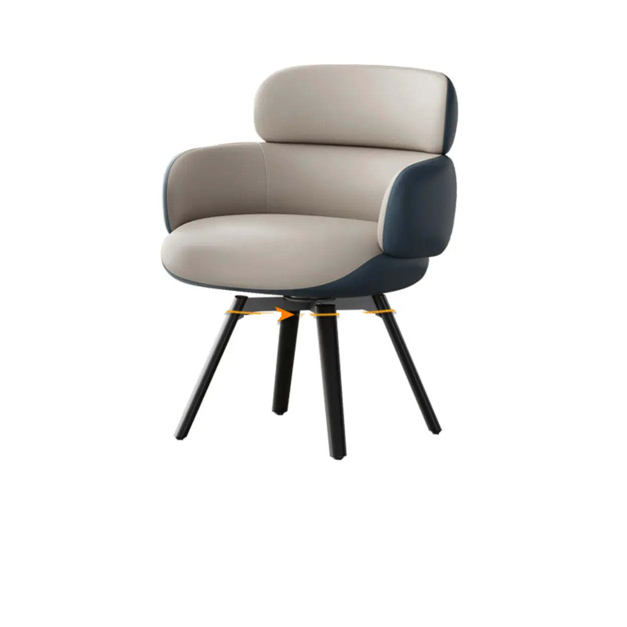 Blue Gray Cozy Solid-Back Leather Dining Chair