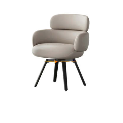 Blue Gray Cozy Solid-Back Leather Dining Chair