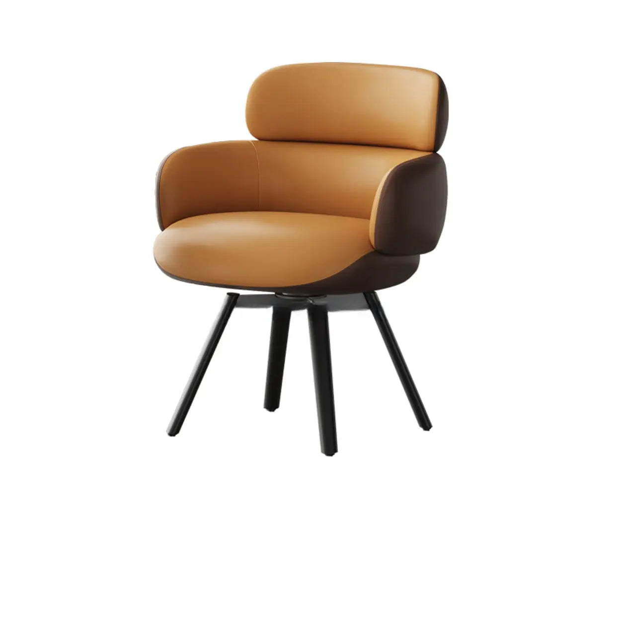 Blue Gray Cozy Solid-Back Leather Dining Chair — Brown