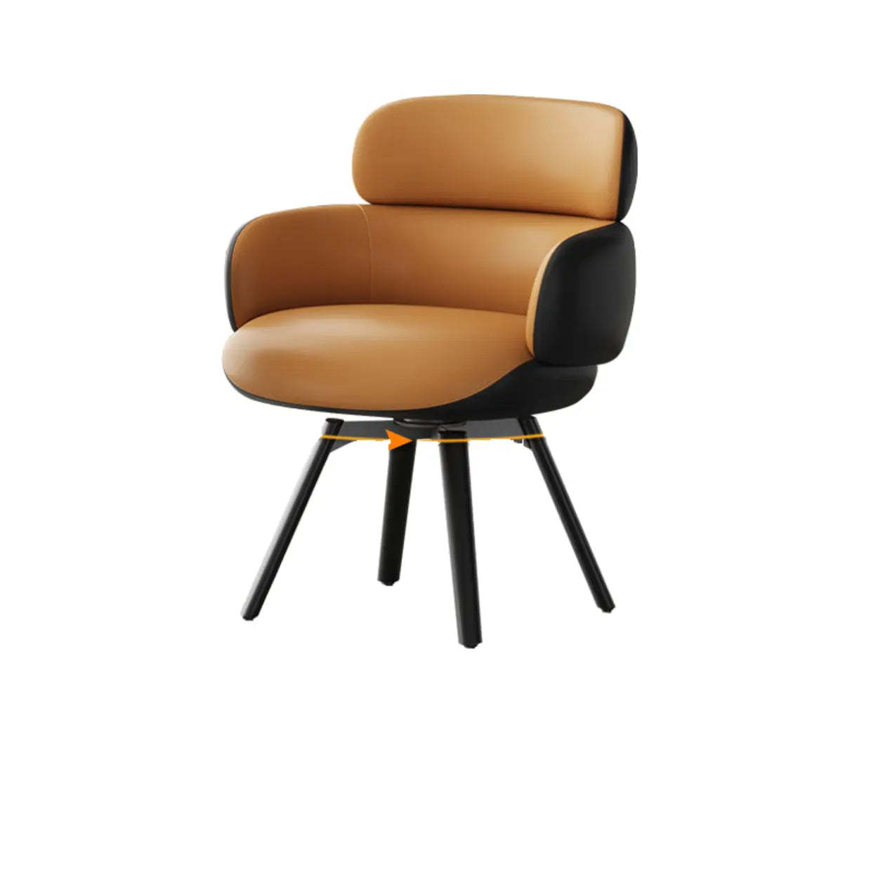Blue Gray Cozy Solid-Back Leather Dining Chair — Dark Blue Gray-Black