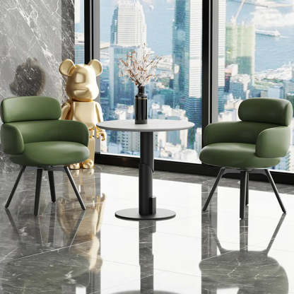 Blue Gray Cozy Solid-Back Leather Dining Chair — Blackish Green